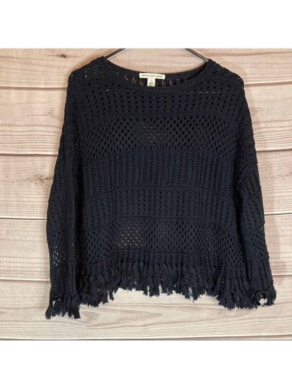 Autumn Cashmere Black Tassel Crew Neck Sweater